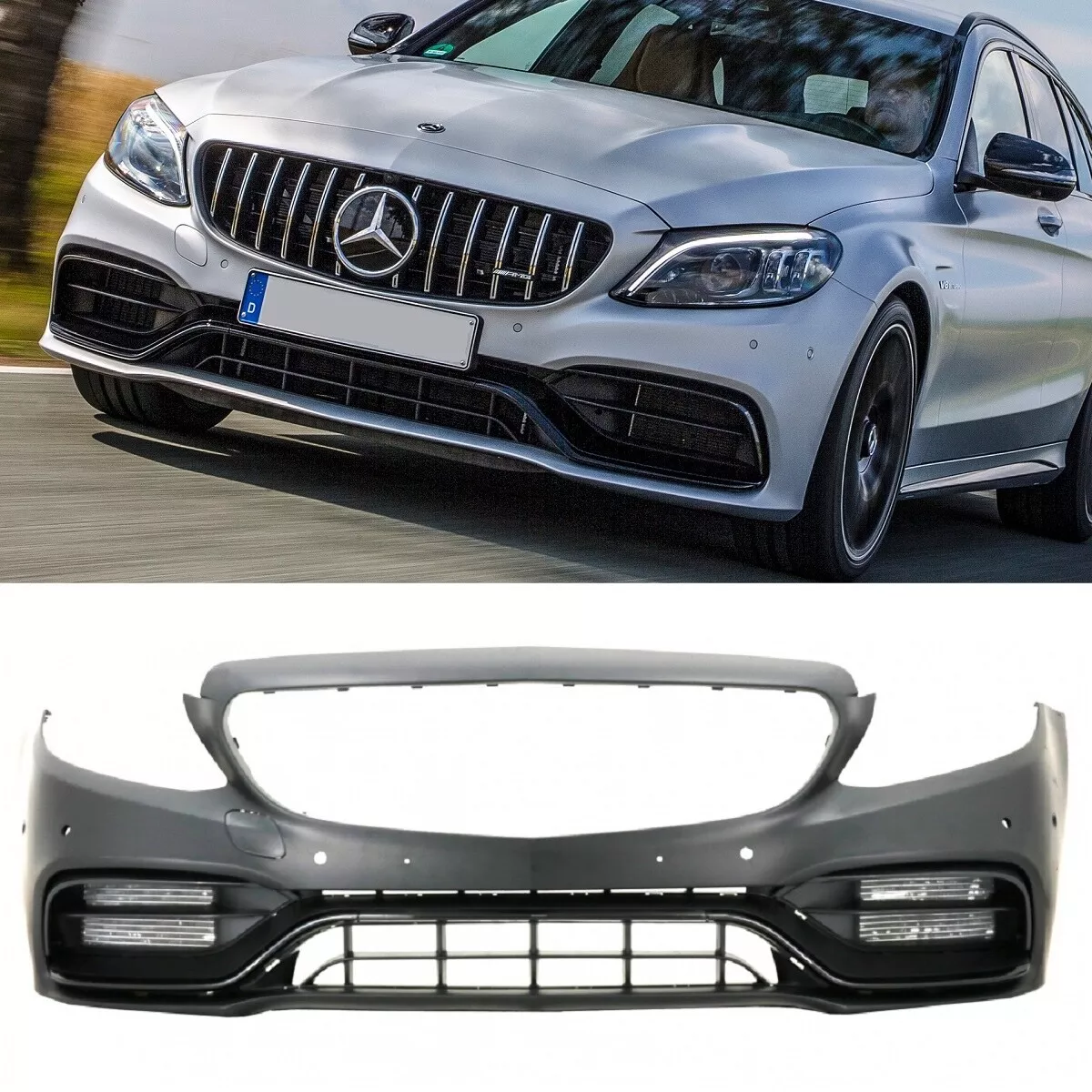 MERCEDES BENZ C CLASS W205 C205 2015 2021 FRONT BUMPER AMG C63 STYLE