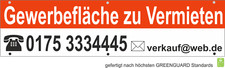 Banner "Zu Vermieten" Gewerbe, Laden, Lager, Büro, 200x50cm