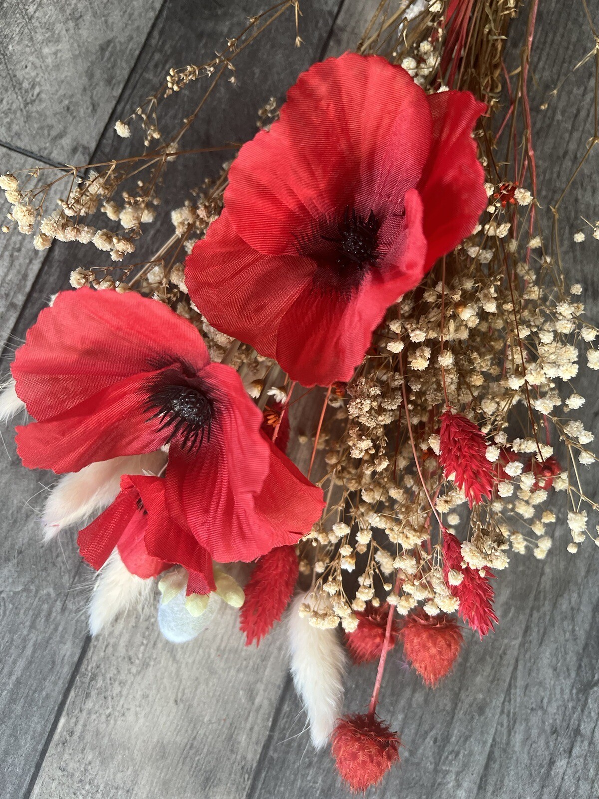 ARTIFICIAL SILK DRIED FLOWER BOUQUET 40CM HANDMADE CHRISTMAS MIXED WHITE & RED eBay