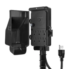 DEWENWILS Outdoor Power Strip Yard Stake Timer with Photocell,6FT Extension Cord