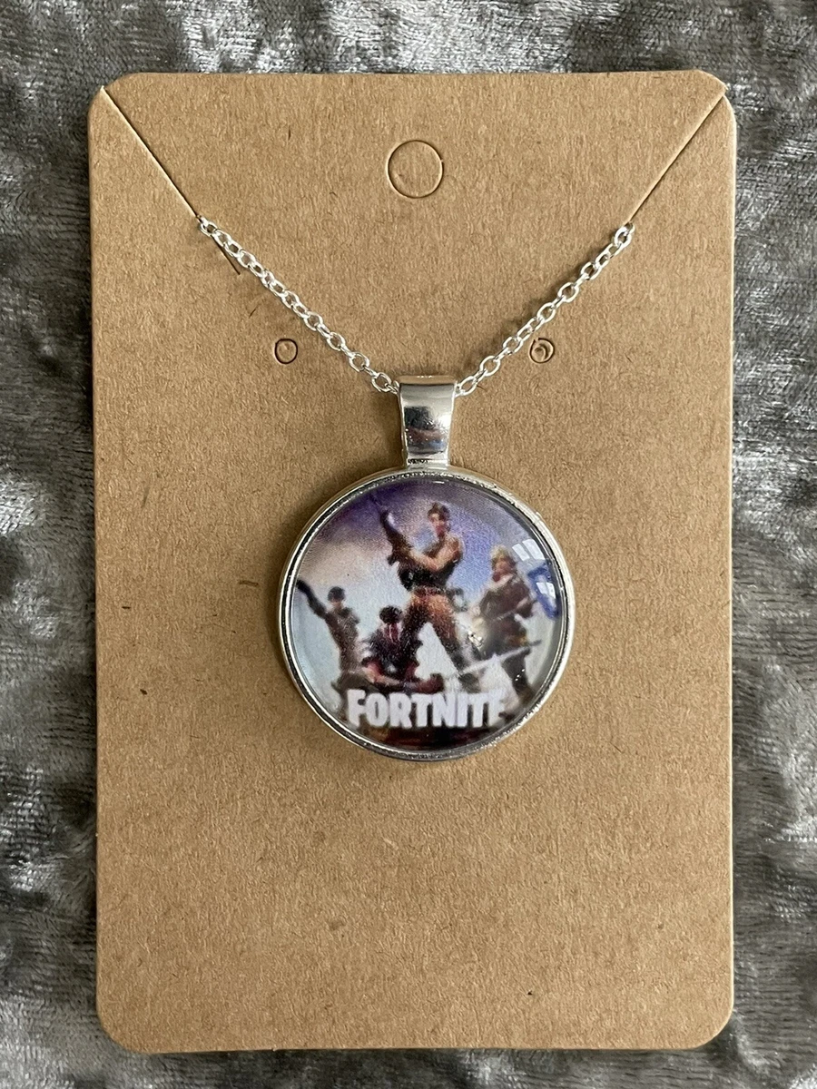 S925 Silver Plated Fortnite Game Necklace Pendant Girls Boys Kids XBox Toy Gift
