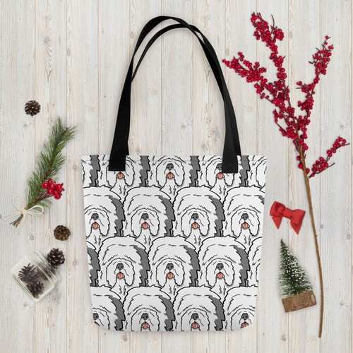 Old English Sheepdog Retro Tote Shopping Library Bag Pool Tote Gift - Picture 14 of 18
