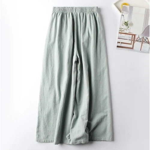 Retro Damen Stickerei Knöchelhose Gummibund weites Bein Hose Freizeit locker - Bild 11 von 27