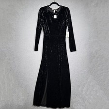 Forever 21 Dress Womens M Black Maxi Velvet Keyhole Back Stretch Long Whimsigoth