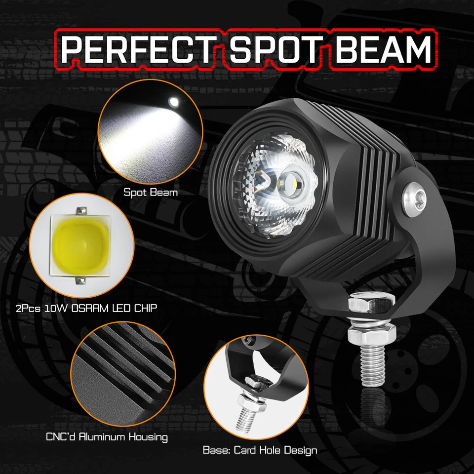 Faro auxiliar de moto con cableado para Kawasaki KLR650 1,7" LED foco Foto 4 de 4