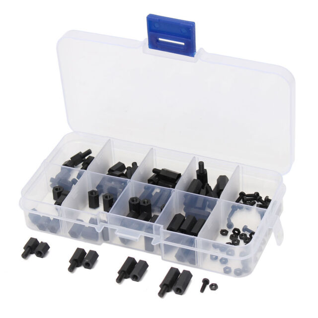 120Pcs M2 Nylon Screw Black Hex Screw Nut Nylon PCB Standoff Assortment Kit Box 120Pcs M2 Nylon Screw Black Hex Screw Nut Nylon PCB Standoff Assortment Kit Box