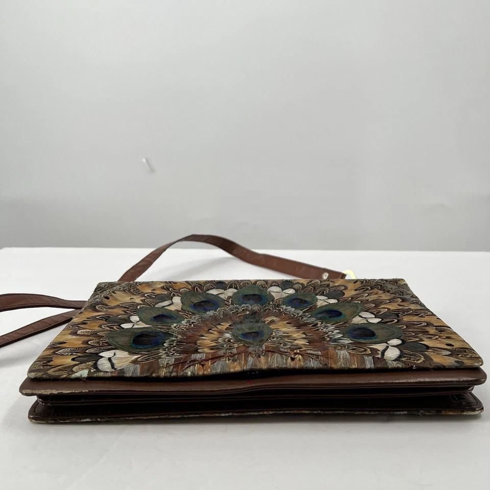 De Colección Pluma de Pavo Real Bolso sin asas Bolso de mano Boho Festival Hippie 60’s 70’s Retro Foto 4 de 4