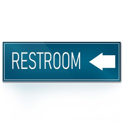 9''x3'' Restroom Left Arrow Directional Sign Self-adhesive Door Wall Signage fo...