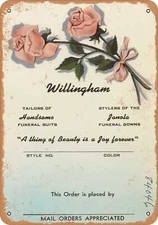 METAL SIGN - Texas Postcard - Willingham Tailoring Co., 301 Commerce Street, Gu