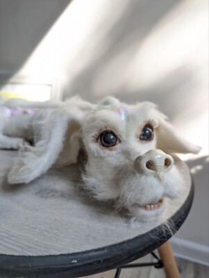 Needle felted wool Falcor figurine/Luck Dragon NeverEnding Story/Atreyu/Handmade