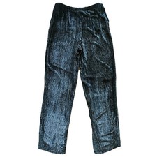 ARMANI COLLEZIONI sz 10 US Black Stripe Straight Wide Leg Velvet Lounge Pants