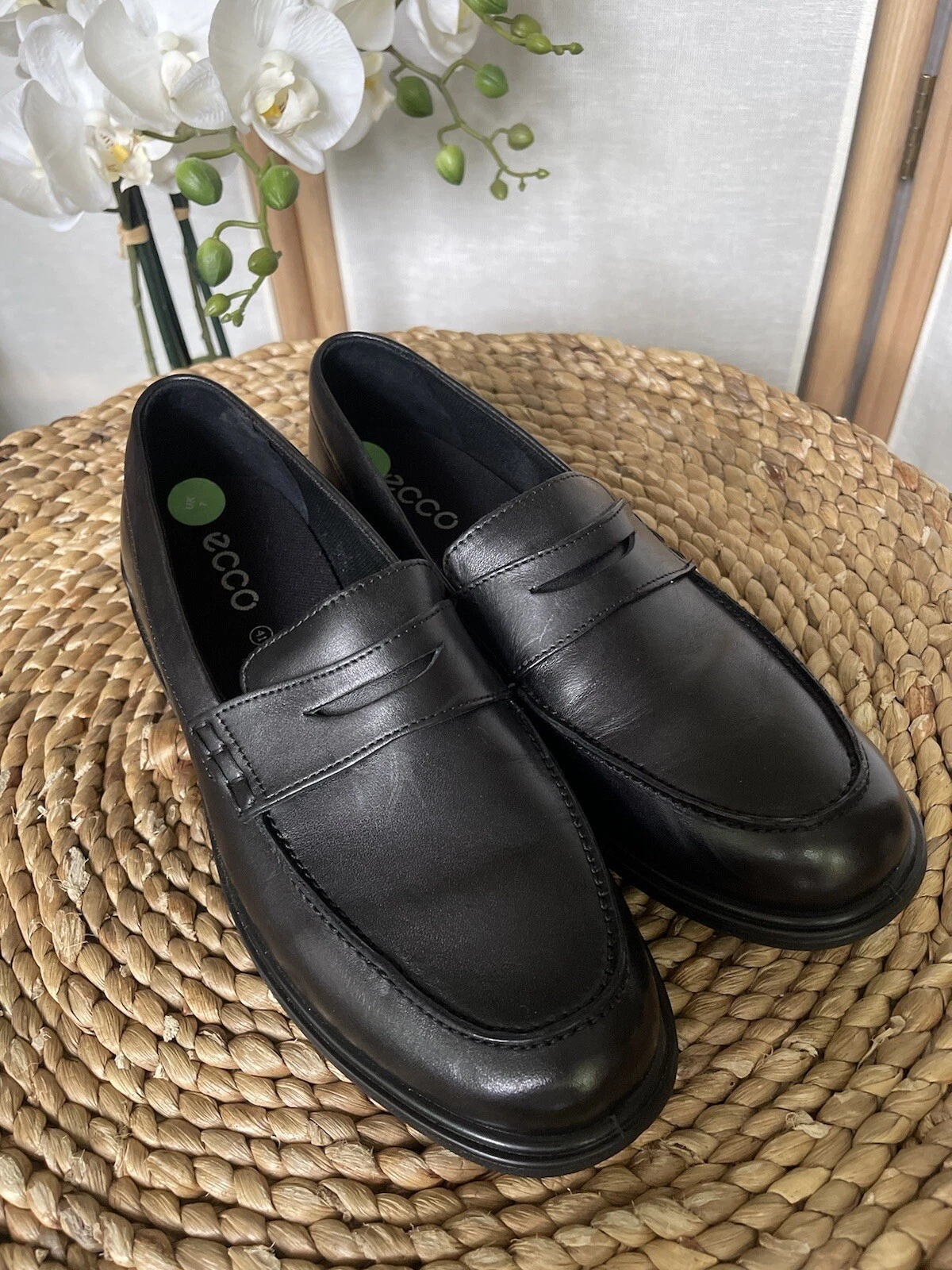 Mocassini Ecco in pelle nera UK 7 5