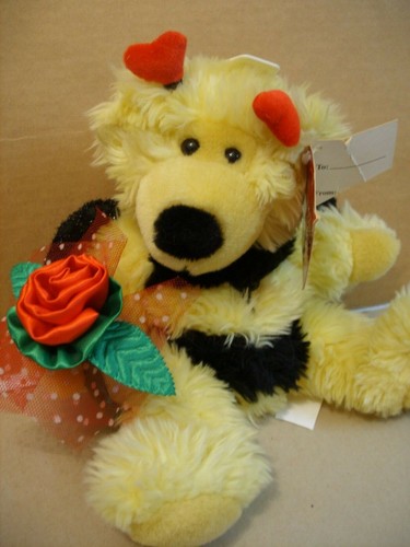 Main Joy Limited Bumble Bee Teddy Bear 12'' Stuffed Plush w/Rose Bouquet - Picture 4 of 4