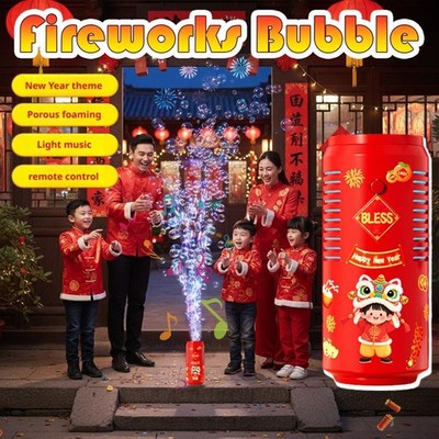 Fireworks Bubble. Machine w/ Colorful Led Lights, Automatic Sparklers Blowe C5A5