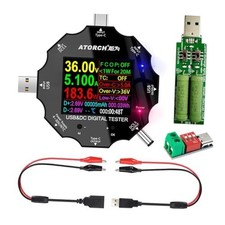 USB C Tester, 3 in 1 Type C DC5.5 USB Meter USB Load UD18 Clip Cable load