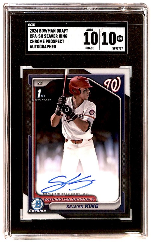 2024 Bowman Draft Chrome Prospect Seaver King Auto SGC 10 GS1-2