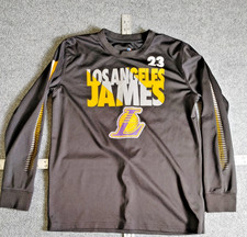 NBA LA Lakers LeBron James #23 Long Sleeved T-shirt Boys Sz Lg 14/16 (0040)