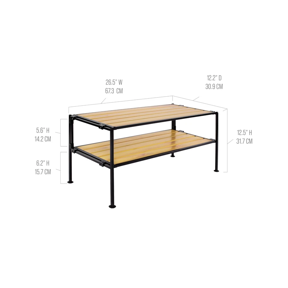 2 Tier Stackable Metal Shoe Storage Rack For 9 Pairs Country Aspen Finish - Image 3 of 4