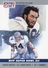 1990 Pro Set #12 Harvey Martin Dallas Cowboys + (Yes 4 Free Mystery Cards)