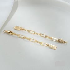 4PCS 14K Gold Plated Brass 2.5" Chain Extender with Tag and Lobster Clasp GBF222