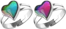 Mood Ring Love Heart Color Changing Emotional Feeling Adjustable Size Mood Rings