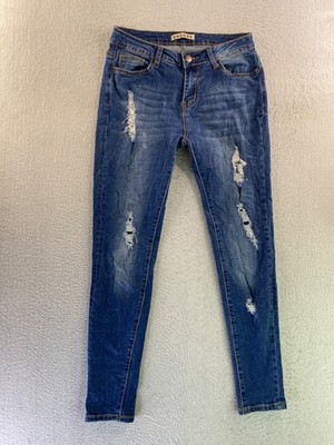 Encore Women's Size 5 Medium Wash Mid Rise Distressed Skinny Jean