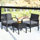 Ensemble de meubles de patio en rotin Costway 3PC, table basse, canapé de conversation rembourré