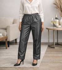 Zoran Pantalone Pull-On 100% Seta Argento/Grigio Made in Italy Taglia S