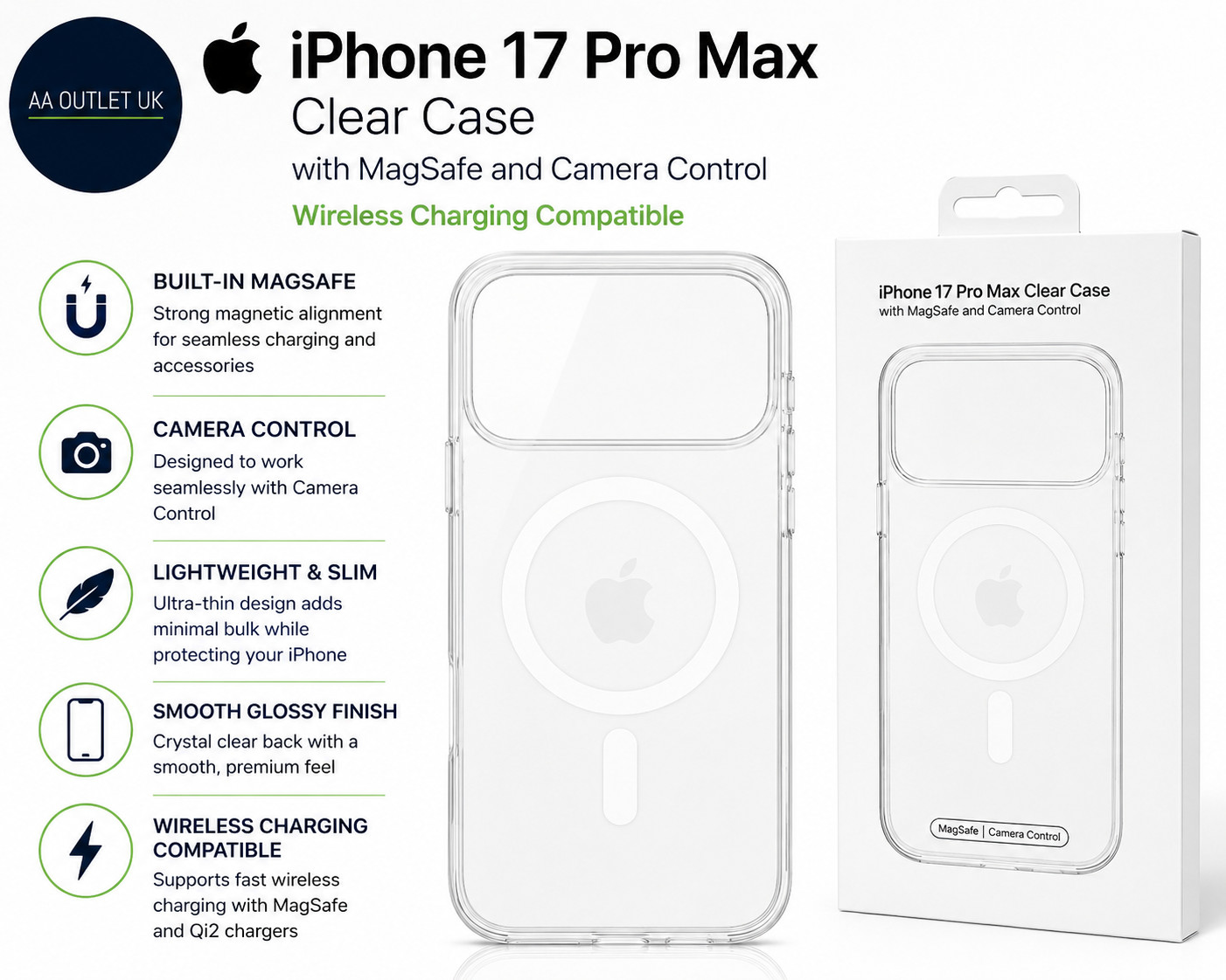 Apple iPhone 17 Pro Max Clear Case MagSafe Camera Control Lightweight