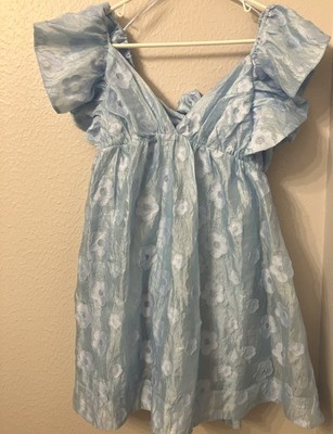 Day+Moon Women Open Back Empire Waist Mini Dress Light Blue Floral Medium  Pocket | eBay
