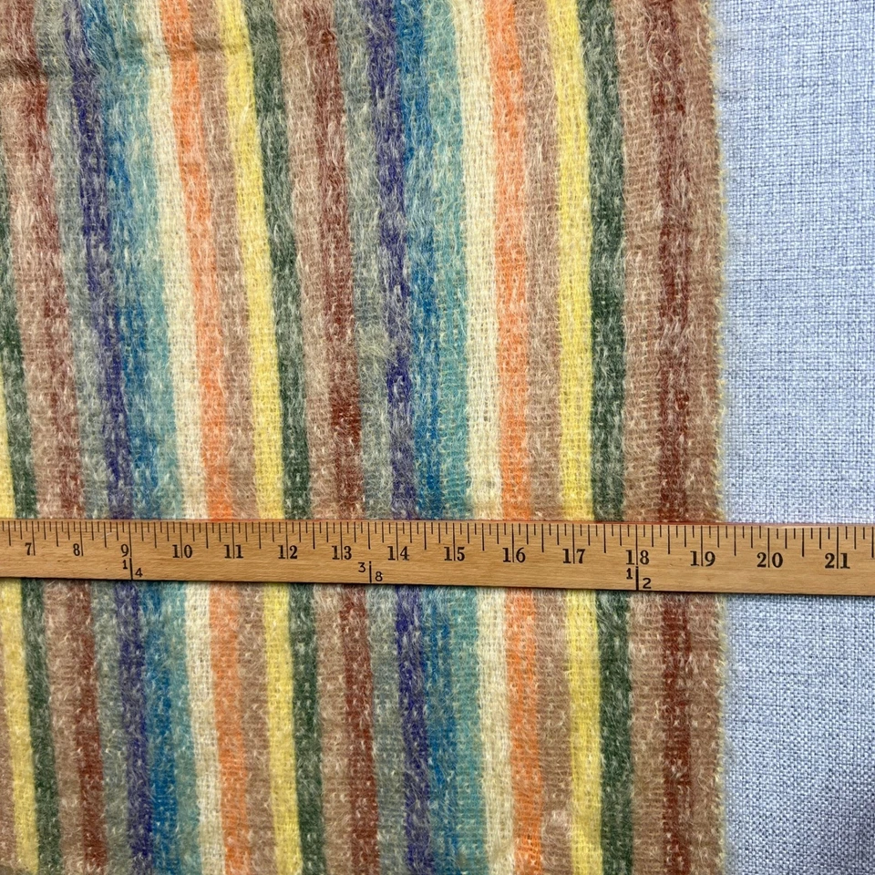 Bufanda a Rayas Mohair Escocés Vintage Multicolor Doble Ancho 19x64 Cottage Chic Foto 4 de 4