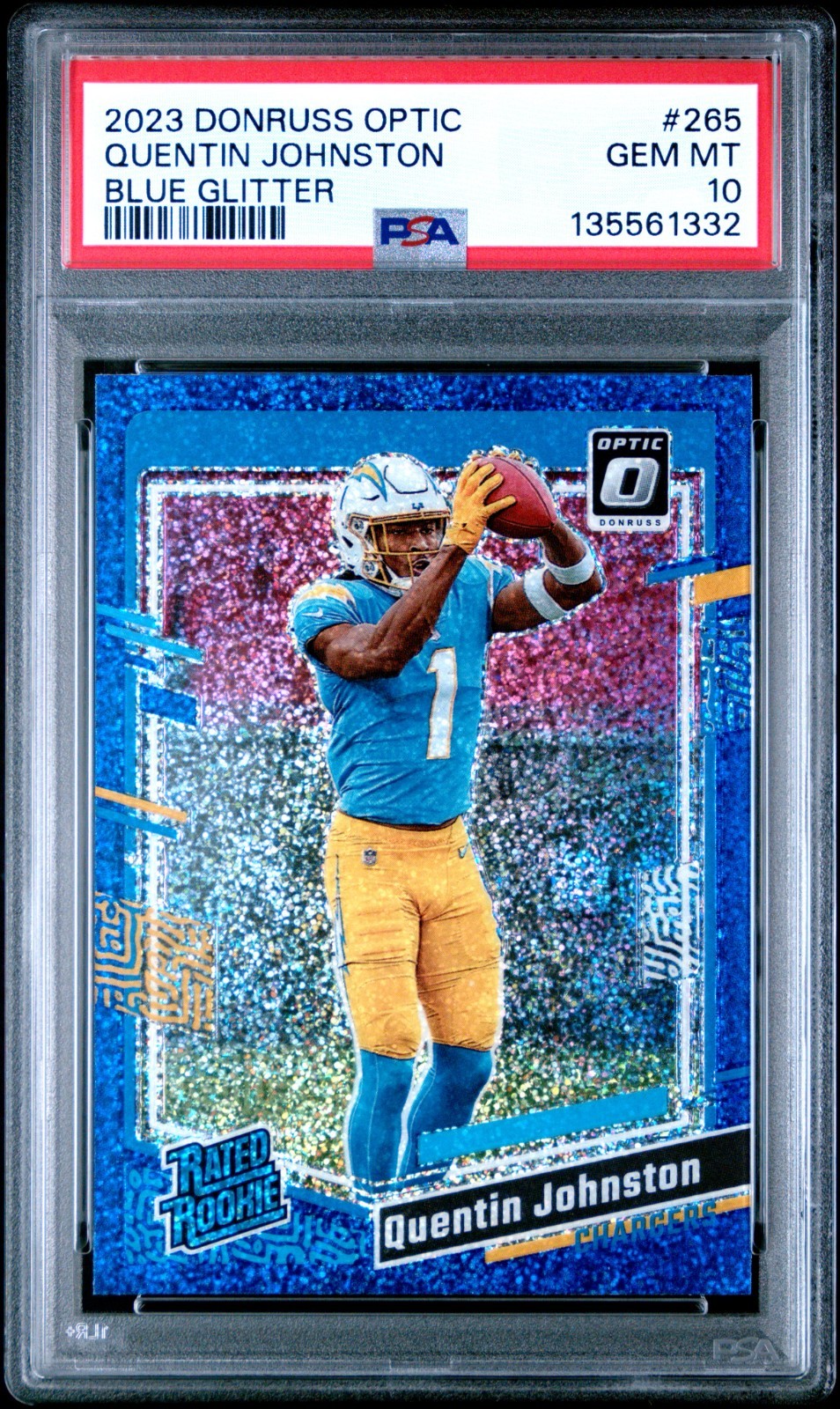 2023 DONRUSS OPTIC QUENTIN JOHNSTON BLUE GLITTER RC ROOKIE #265 PSA 10 GEM MINT
