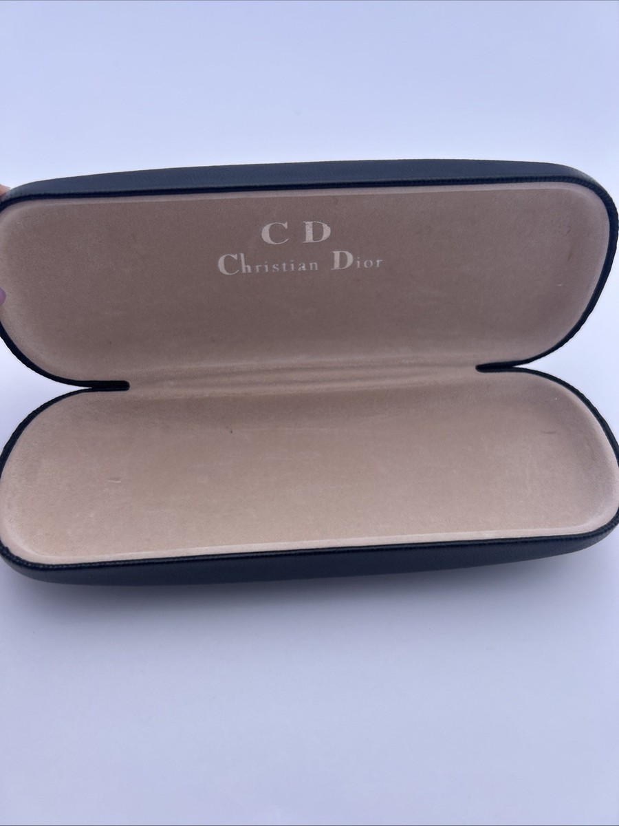 Christian Dior Vintage Hard Flip Top Leather Eyeglass Case Black