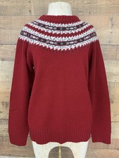 Vintage 1990s Woolrich Fair Isle Ruby Sweater Lambs Wool Sz M Heritage