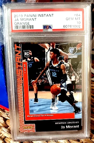 Ja Morant Rookie #64 Panini Instant Orange 2019 RC SP 11/25 PSA 10 gemas como nuevo Foto 3 de 4