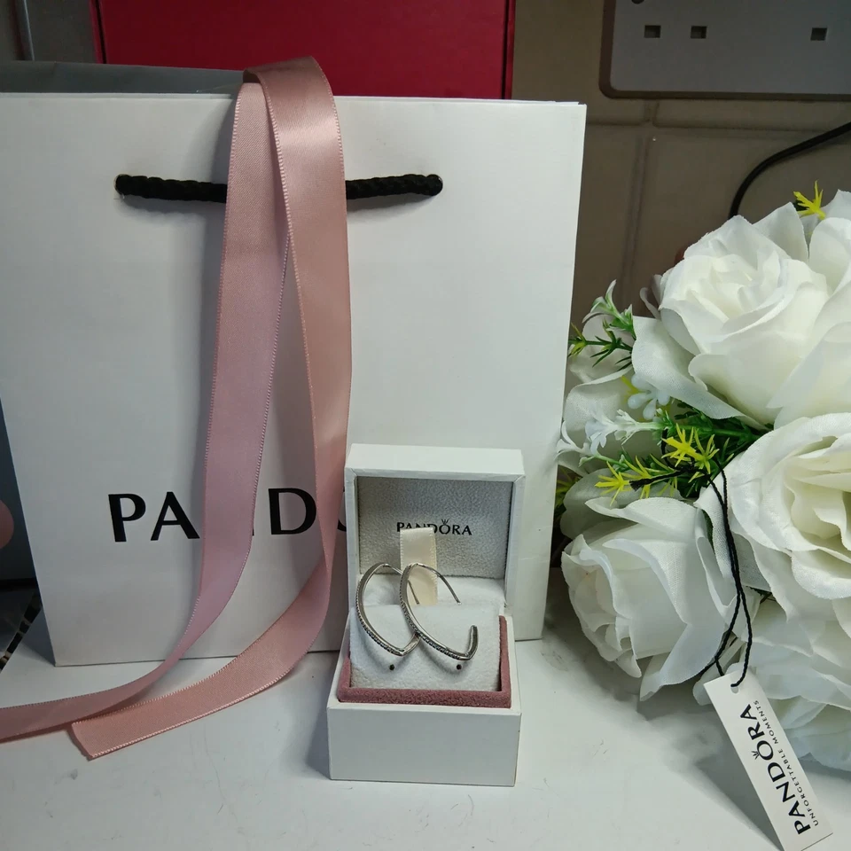Genuine Pandora sparkling Hoops S925 ALE - Image 3 of 4