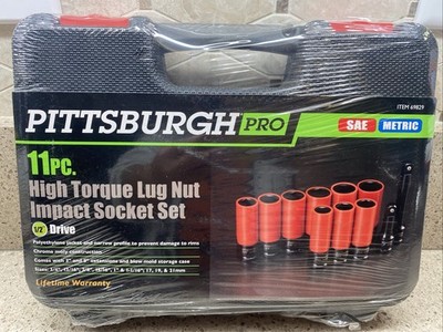 NEW PITTSBURGH PRO 1/2  DRIVE HIGH TORQUE LUG NUT IMPACKET SOCKET SET 69829