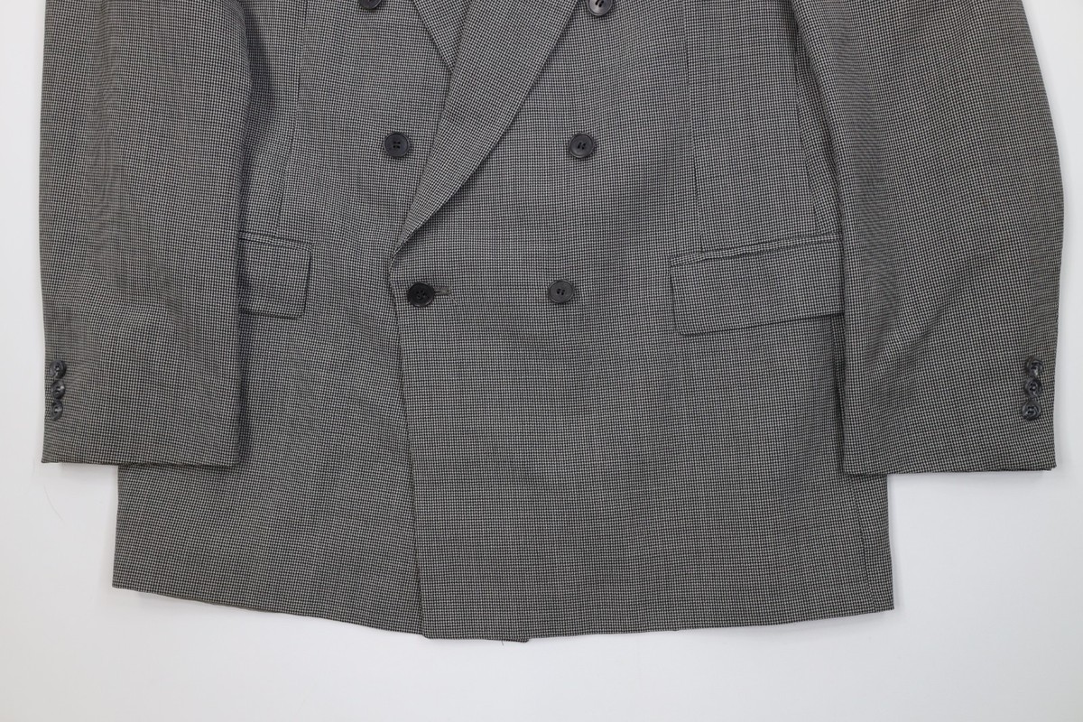 Vtg 80s 90s Mens 46L 2 Piece Double Breasted Suit Wedding