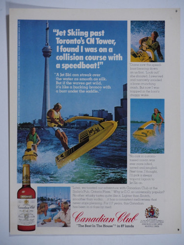 1975 Canadian Club Jet Ski Toronto Vintage Original Print Ad