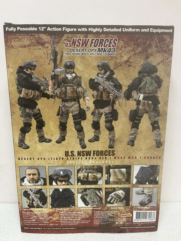 Hot Toys 1/6 U.S. NSW Forces Desert Ops Mk 43 Tiger Stripe BDUs Ver MOD 1 Gunner - Image 4 of 4