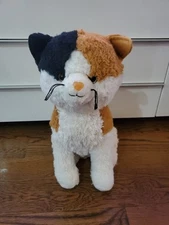 Hugfun Big Calico Kitty Cat Plush Stuffed Animal 14" Tricolor Yellow Black White