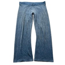 2003 Vintage Juicy Couture Women Slate Blue Velour Flared Track Pant Y2k Size XL