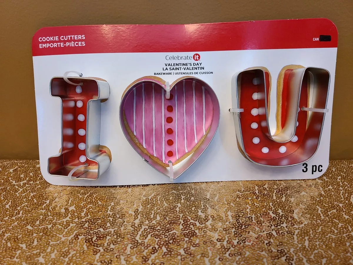 NEW - Celebrate It I 3 (Heart) U Cookie Cutters Valentines Day Bakeware