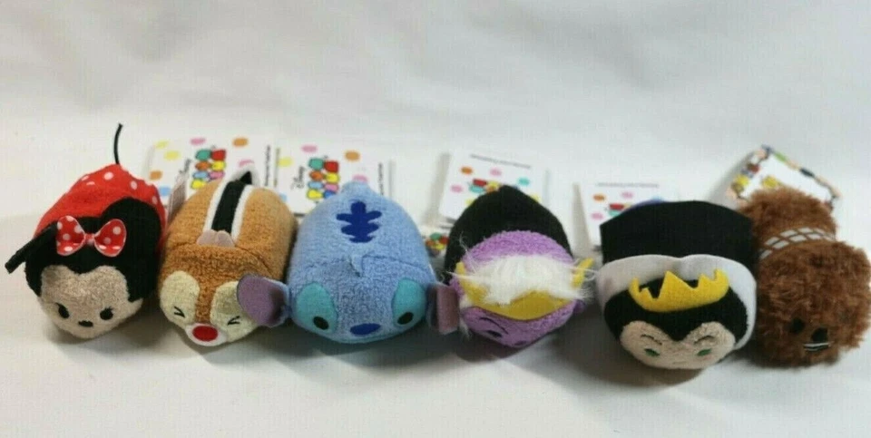 LOTE de 6 Mini Peluche Disney Tsum Tsum Reina Malvada MALIFICANTE Minnie STITCH Chewbacca Foto 2 de 4