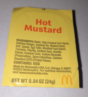 Lot of 10 McDonald's Hot Mustard Chicken Nuggets Dipping Sauce 0.84oz Containers