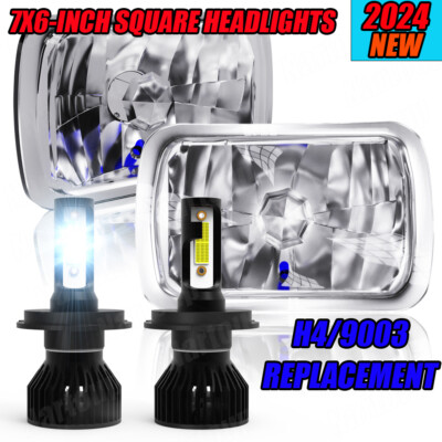 For Jeep Wrangler YJ Cherokee XJ DOT 5x7'' 7x6'' LED Headlight Hi-Low Beam DRL H4