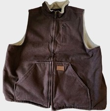 Forge Workwear Men?s Vest Large Sherpa Lined Brown Canvas  Zip Pockets #Fl-Vest