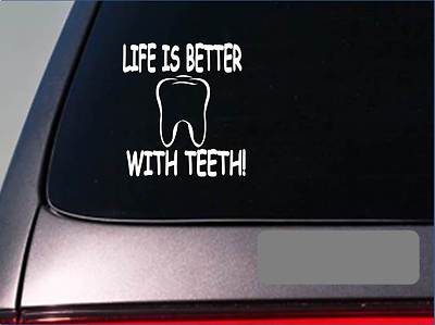 Life is better with teeth *F404* 6'' sticker decal dentist dental hygienist brush
