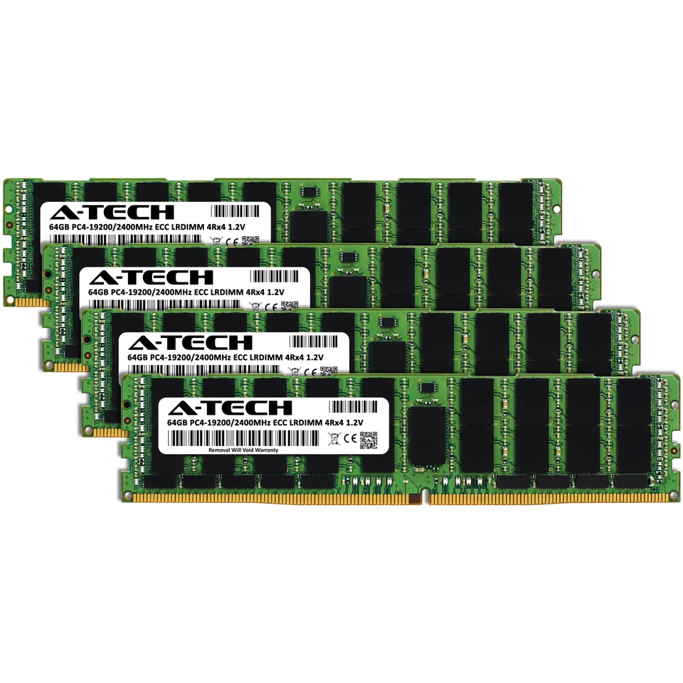 A-Tech 256GB 4x 64GB 4Rx4 PC4-19200 ECC Load Reduced LRDIMM Server Memory RAM - Image 2 of 4