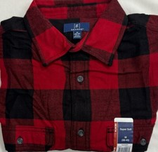 New George Men's Long Sleeve Shirt Red Plaids Size M 17.99